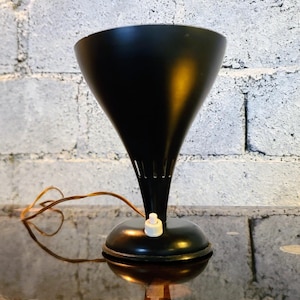 Mid-Century Italian Design Iconic Cone-Shaped Table Lamp, Black Aluminium