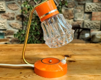 Vintage 1960s/1970s Orange Graewe Bedside Lamp