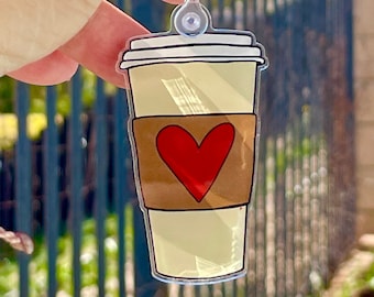 Acrylic Key Chain Coffee Love|Coffee Red Heart Keychain|Teacher Gift|Encouraging Gift|Favors