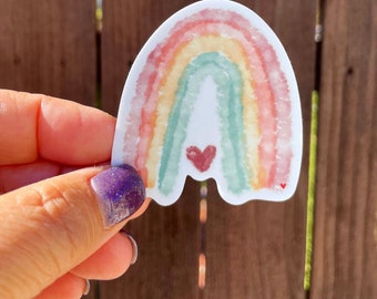 Boho Earth Tones Rainbow and Heart Vinyl Sticker for hydros, laptops, journals, surfboards and more **FREE SHIPPING**
