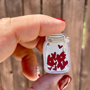 Acrylic Pin Jar of Hearts|Teacher Gift|Encouraging Gift|Favors