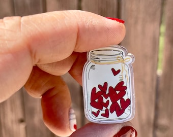 Acrylic Pin Jar of Hearts|Teacher Gift|Encouraging Gift|Favors