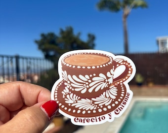 Cafecito y Chisme Coffee and Gossip Vinyl Sticker **FREE SHIPPING**