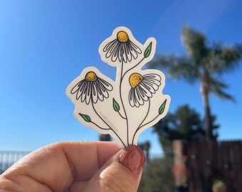 Happy Daisies Vinyl Sticker for hydros, laptops, journals, surfboards and more **FREE SHIPPING**