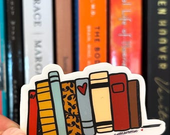 Books on a Shelf Bookish vinyl sticker for hydros, laptops, journals, surfboards and more **FREE SHIPPING**