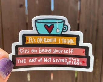 Tea and Books for the Habitual People Pleaser Vinyl Sticker for hydros, laptops, journals, surfboards and more **FREE SHIPPING**