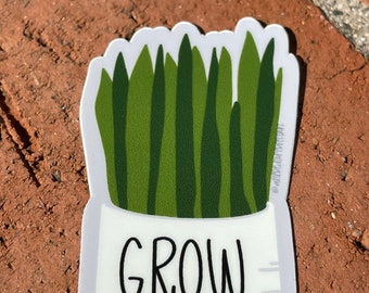 Snake Plant “GROW” Vinyl Sticker for Journals, hydros, laptops and more with **FREE SHIPPING**