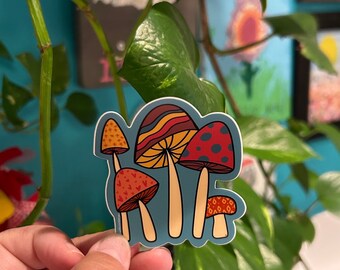 Boho Retro Mushrooms Vinyl Sticker for hydros, laptops, journals, surfboards and more **FREE SHIPPING**