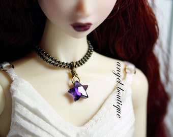 Purple star-shaped crystal necklace