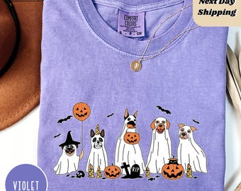 Comfort Colors® Сute Ghost Dog T-shirt, Ghost Dog Tee,Halloween Dog T-shirt, Spooky Season Gift, Dog Lovers Tshirt, Halloween Cute Shirt