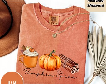 Pumpkin Spice Latte Shirt - Fall Graphic Tee, Women Fall Coffee Shirt, Comfort Color, Halloween Gift, Cute Pumpkin Shirt, Tee