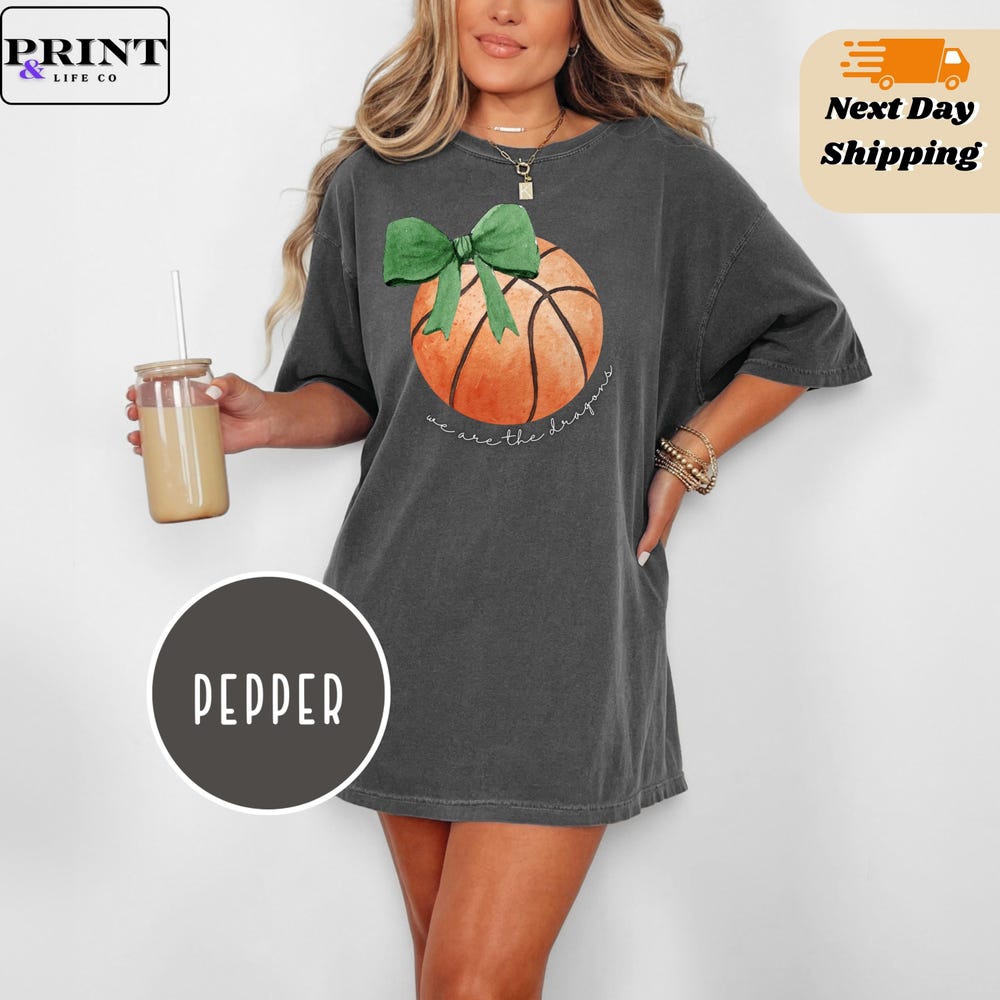 Personalized Bow Tee Basketball Fans, Custom Mascot Bow Shirt, Coquette Bow School Spirit Shirt, Cheer Mascot Tee, Basketball Team Jersey Coolprintshirt