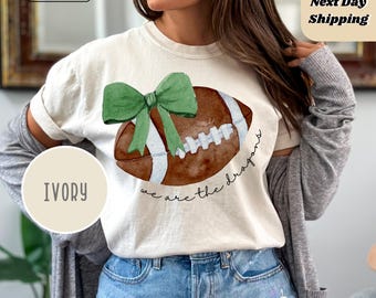 Comfort Colors® Cute Football Mom Shirt, Custom Mascot Bow Shirt, Coquette Bows School Spirit Tshirt, Cheer Mascot Tee, Football Team