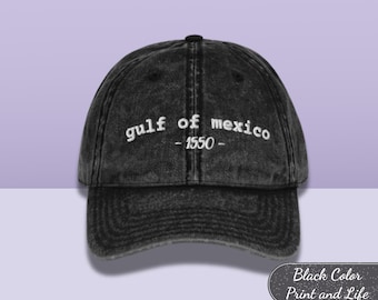 Gulf of Mexico Est 1550 Cappello vintage in twill di cotone con ricamo - Cappello anti-Golfo d'America - Cappello Gulf Coast - Cappello vintage Liberal Gift