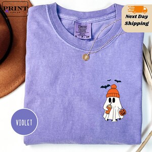 Comfort Colors® Сute Ghost Coffee Shirt, Сute Little Ghost Iced Coffee t-shirt, Boo Ghost Shirt, Ghost Coffee Shirt, Halloween Coffee Lovers