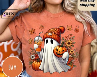 Comfort Colors® Cute Halloween Ghost Shirt, Halloween Women's Shirt, Fall Shirt, Halloween Party Shirt, Spooky Season Shirt, Autumn Shirt
