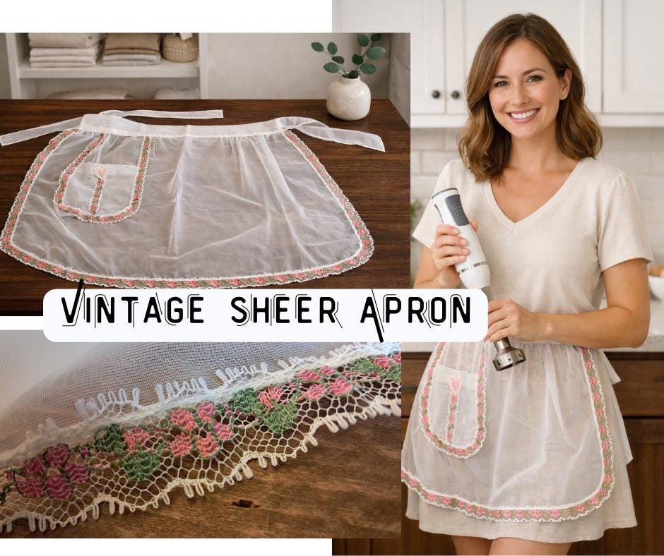 60s Apron Sheer White Lace - Etsy