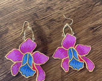 Batik fiber earrings