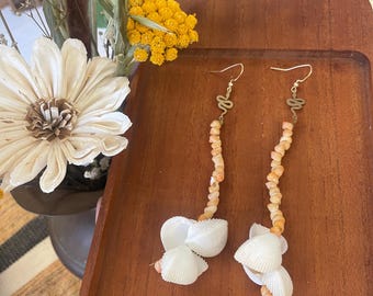 Brass and shell earrings