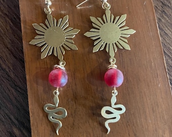 Brass and beads earrings