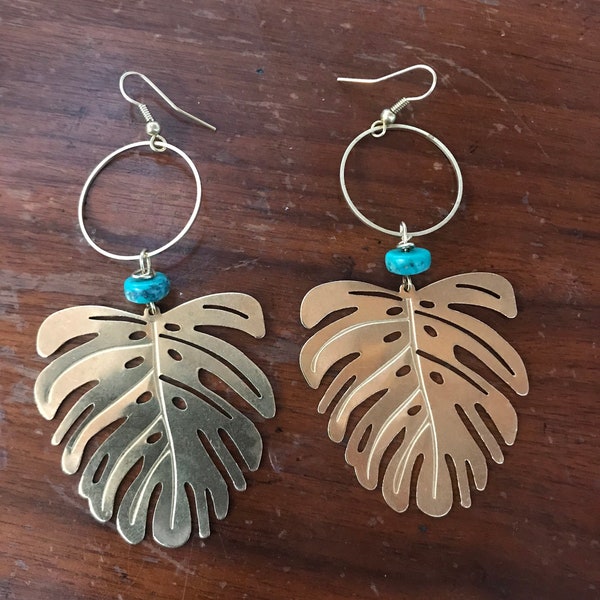 Brass and turquoise earrings