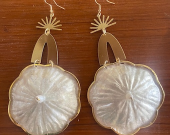 Brass and shell earrings