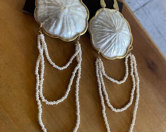 Brass and shell earrings