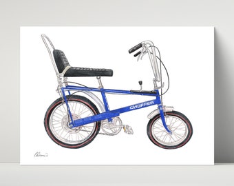 Raleigh Chopper MK1 Bike, blue - archival print