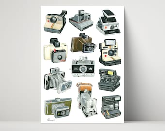 Polaroid Camera Drawings - Archival print