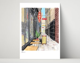 Mitchell Lane, Tabac Bar, Glasgow - archival print of drawing