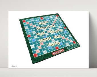 Scrabble Soulmates Print - archival, giclée print of drawing