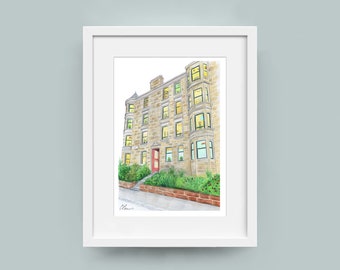 Glasgow Tenement - Archival print, giclee print of Glasgow tenement building