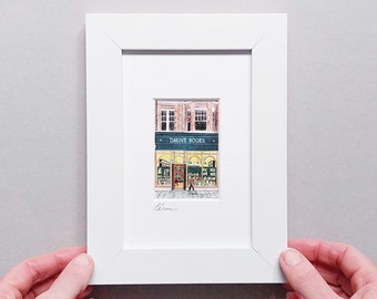 Daunt Books Shopfront - Mini Giclée Print in White Wooden Frame