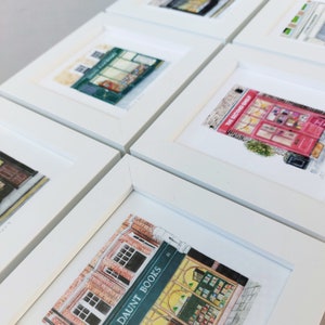 Mini Framed Bookshop Print Second Shelf Bookshop print in small white box frame image 5