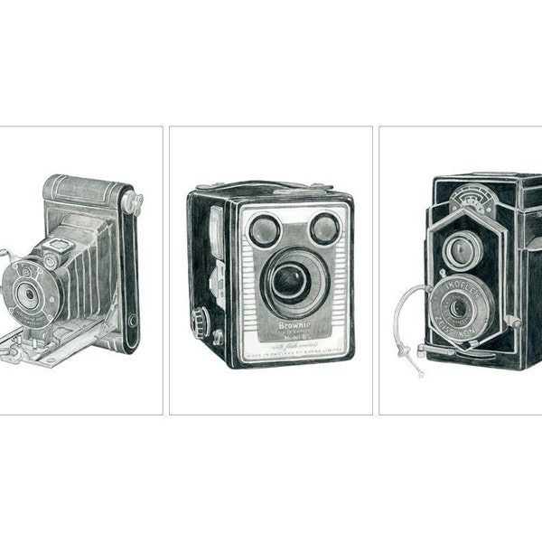 3 Camera Drawings - Limited Edition Print Set