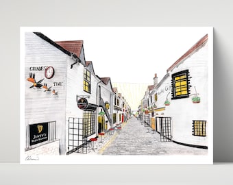 Ashton Lane, Glasgow - archival giclée print of drawing