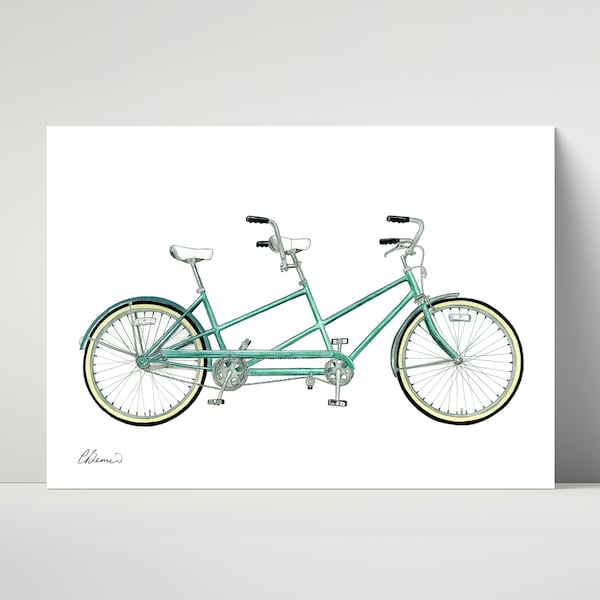 Tandem Bike Art Etsy UK