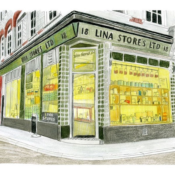 LINA STORES - Limited Edition Print of Original Drawing - 10 x 8''