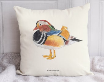 Mandarin Duck Cushion Cover - 100% cotton canvas, 43 x 43cm