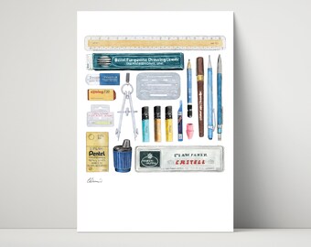 Vintage Stationery - archival print of illustration / drawing