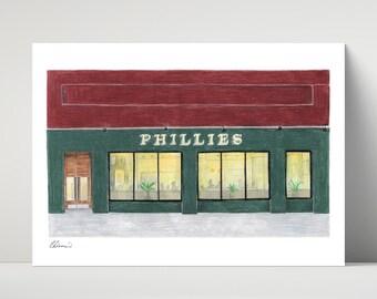 Phillies of Shawlands, Glasgow - archival giclée print of original drawing