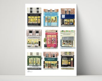 London Bookshops - archival print of illustration