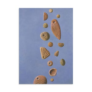 Ancient Clay Artifacts Print, Terracotta Beads Wall Art, Archaeology Poster, Museum Study Decor, Rustic Antiquity Art