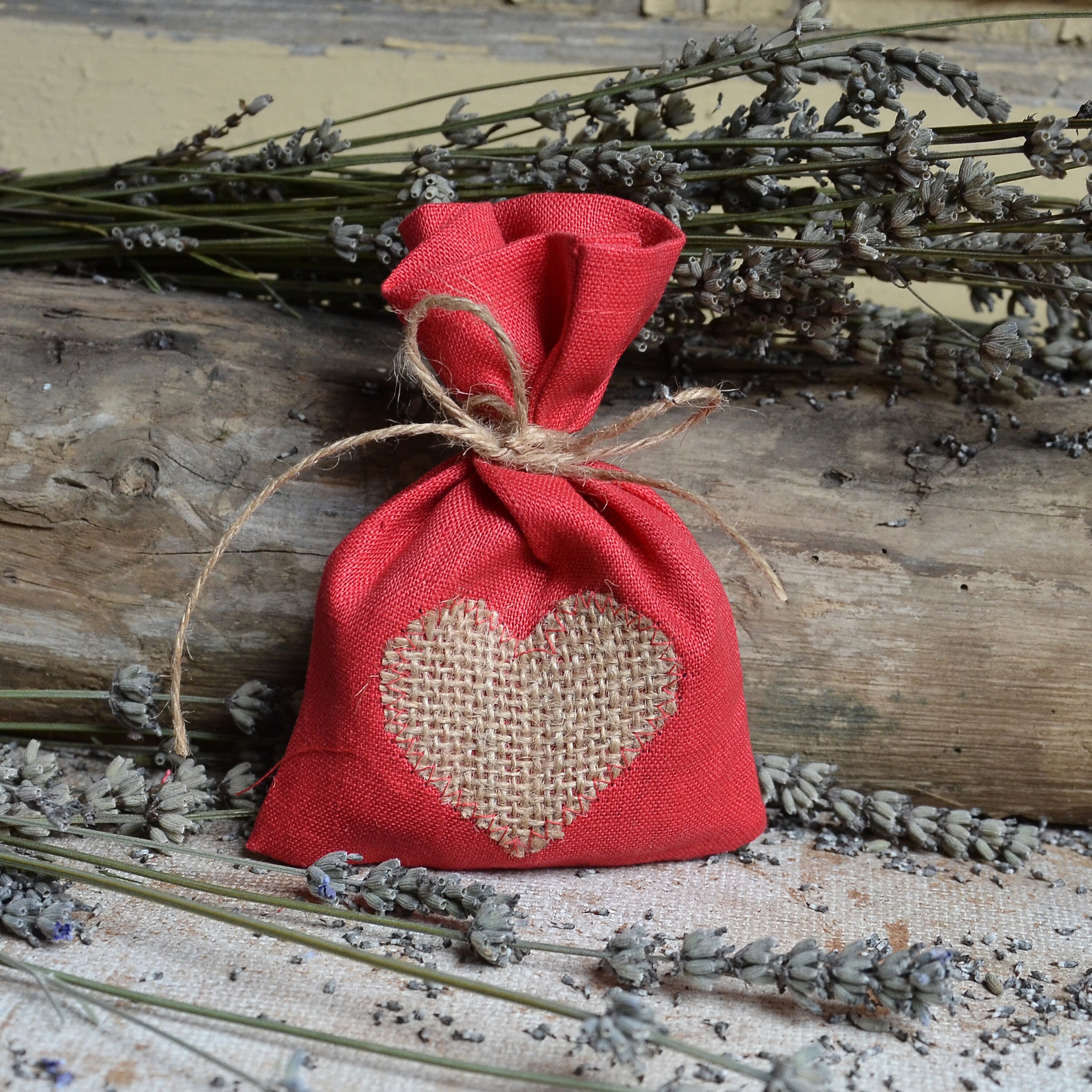 Sachet de Lavande Lin Pur Fait à La Main Rempli Biologique, Sac Écologique,