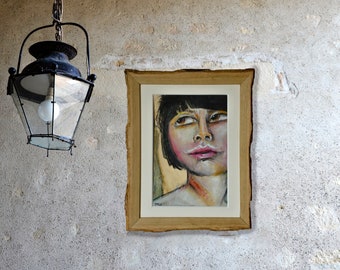 Original acrylic portraits paintings on paper, mix media art, wall art, Wall decor