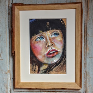 Original acrylic portraits paintings on paper, mix media art, wall art, Wall decor with frame, ready to hang