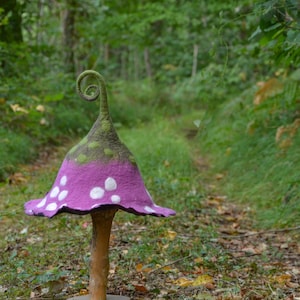 Pink witch/fairy felt hat, magic mushroom wool pointed hat, Sauna hat Pixie hat elf hat