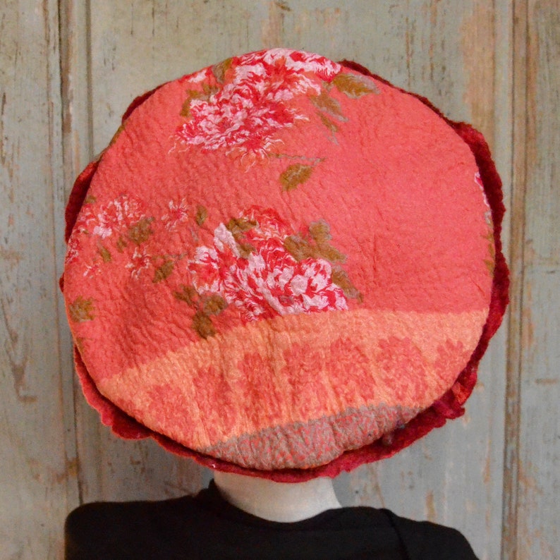 Unique Felted Wool Hats: Stylish and Warm Headwear, Flower vintage beret image 4