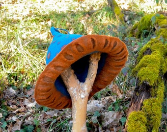 Magic mushroom toadstool fairy hat, trippy polka dot hat, costume hat, Amanita muscaria hat, Fairytale hat, forest witch costume hat