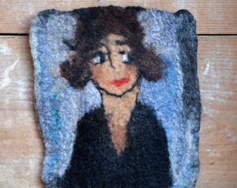 Brooch pin, small wool portrait, jewelry brooch, felt jewelry, gift idea for her